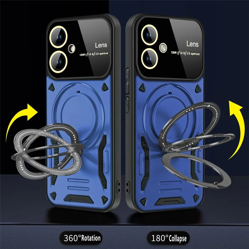 For Samsung Galaxy A05 4G Phone Case Magnetic Case PC+TPU Kickstand Cover - Black
