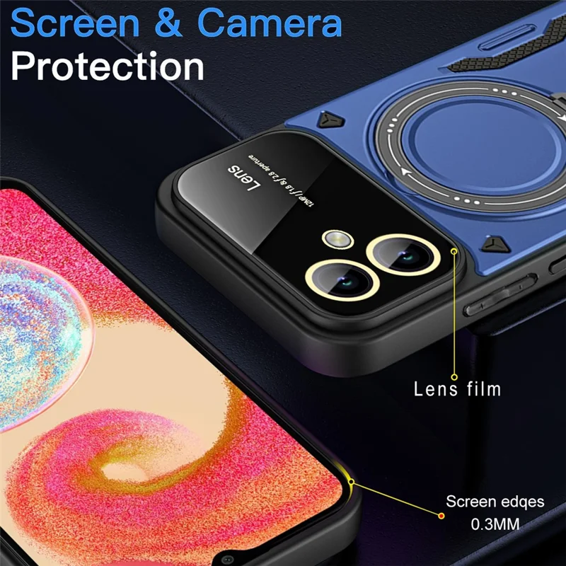 For Samsung Galaxy A05 4G Phone Case Magnetic Case PC+TPU Kickstand Cover - Black