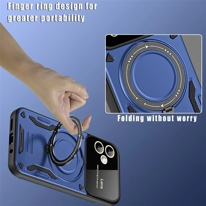 For Samsung Galaxy A05 4G Phone Case Magnetic Case PC+TPU Kickstand Cover - Black