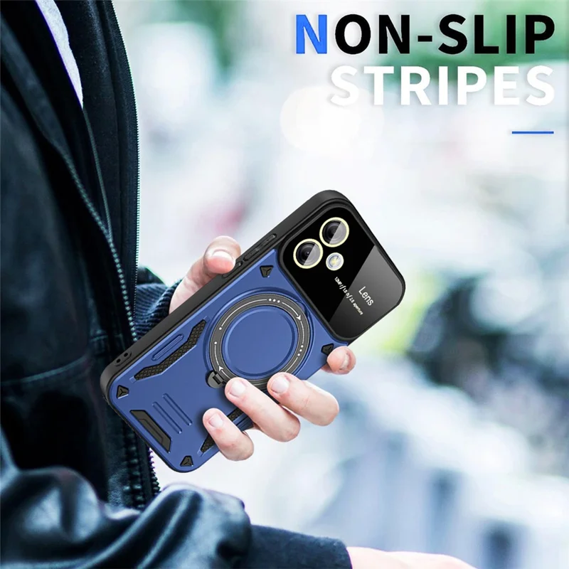 For Samsung Galaxy A05 4G Phone Case Magnetic Case PC+TPU Kickstand Cover - Black
