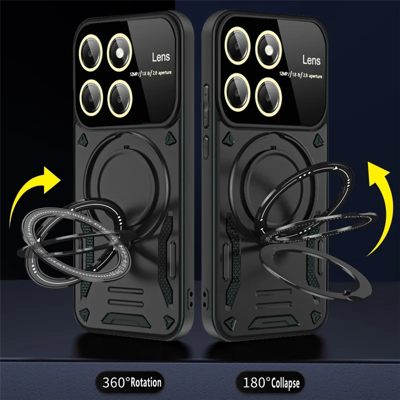 For Xiaomi 14 Pro Case PC+TPU Rotary  Kickstand Magnetic Phone Cover - Red