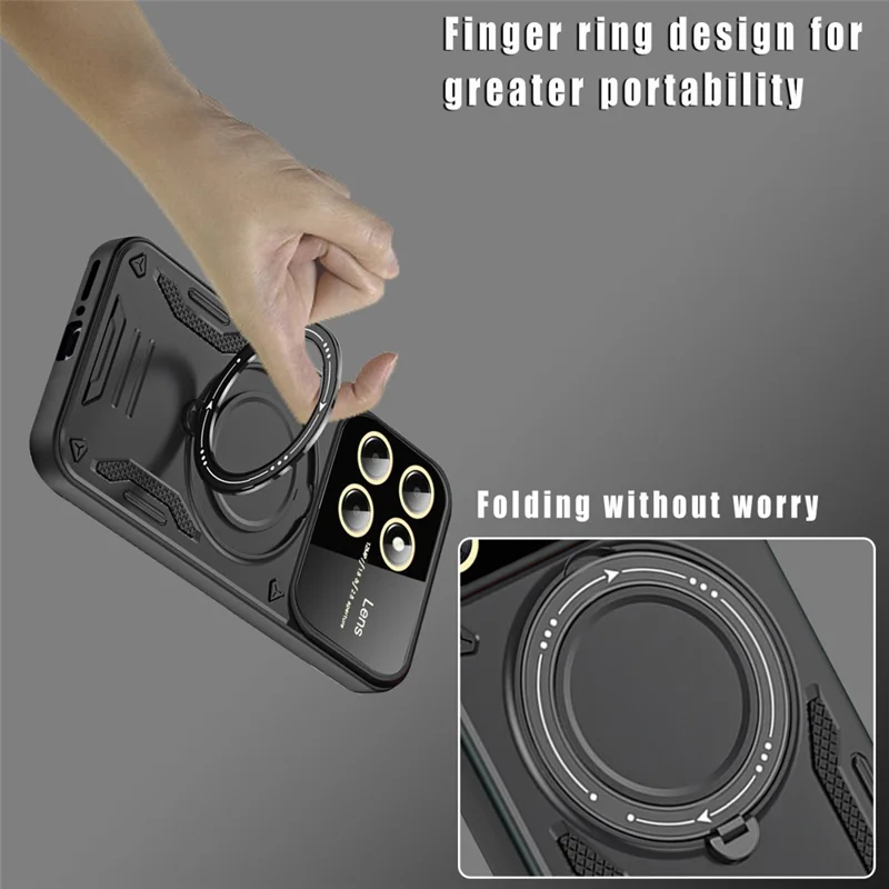 For Xiaomi 14 Pro Case PC+TPU Rotary  Kickstand Magnetic Phone Cover - Red