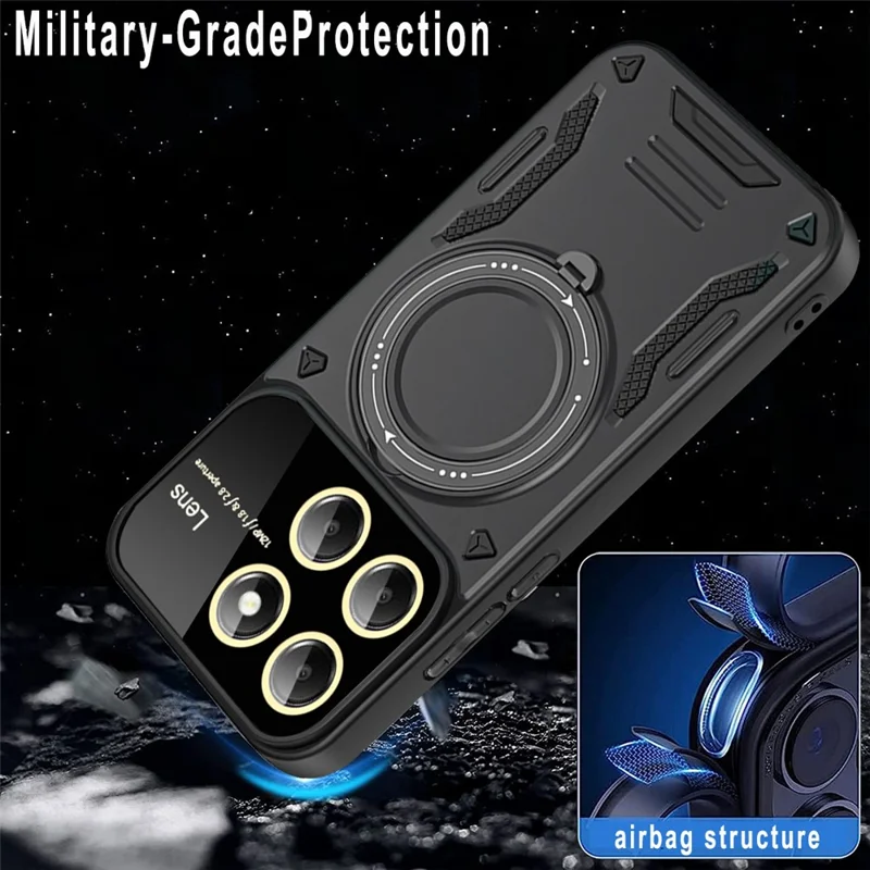 For Xiaomi 14 Pro Case PC+TPU Rotary  Kickstand Magnetic Phone Cover - Red