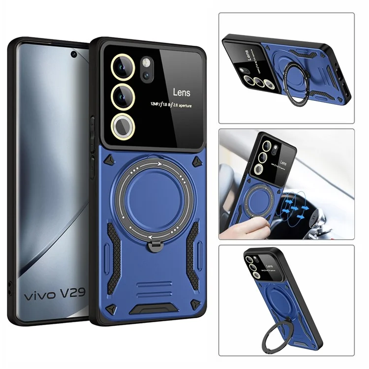 Pour vivo V29 5G / S17 5G Étui à support Kickstand Hybride PC+TPU Housse de téléphone magnétique - Bleu