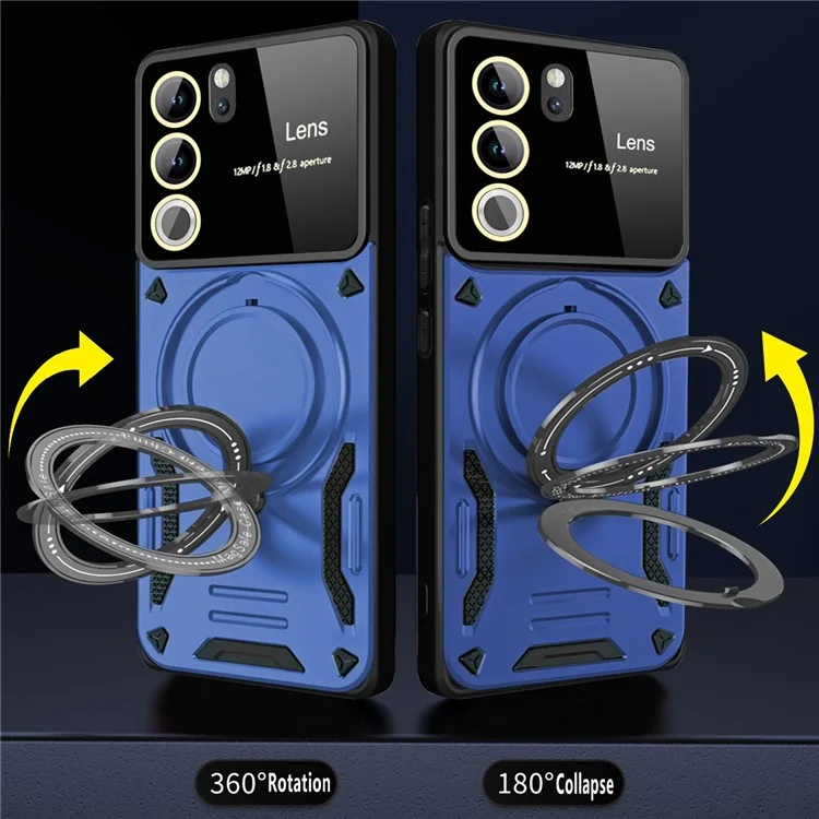 Pour vivo V29 5G / S17 5G Étui à support Kickstand Hybride PC+TPU Housse de téléphone magnétique - Bleu