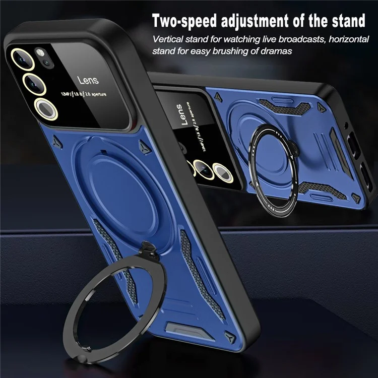 Pour vivo V29 5G / S17 5G Étui à support Kickstand Hybride PC+TPU Housse de téléphone magnétique - Bleu