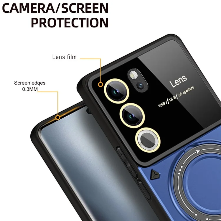 Pour vivo V29 5G / S17 5G Étui à support Kickstand Hybride PC+TPU Housse de téléphone magnétique - Bleu