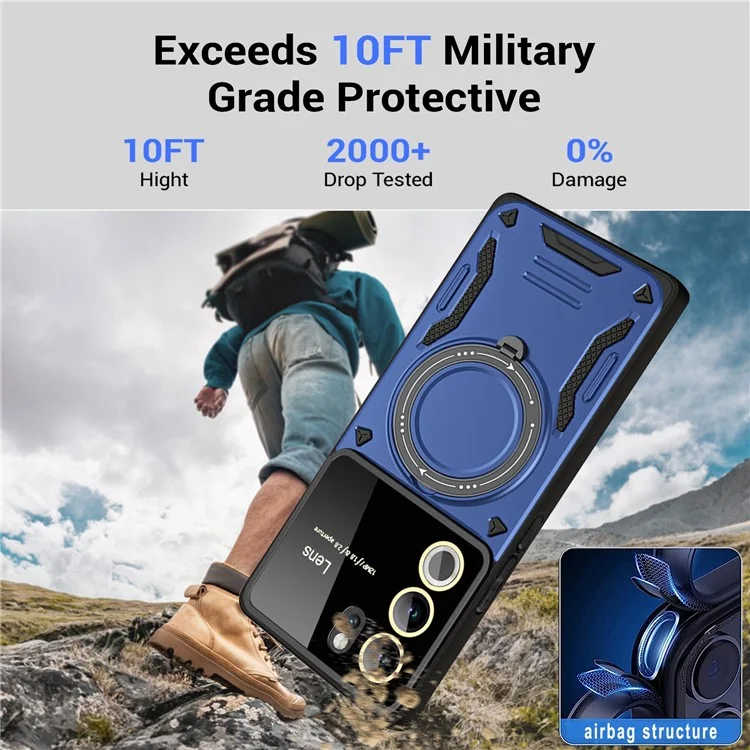 For vivo V29 5G / S17 5G Kickstand Case Hybrid PC+TPU Magnetic Phone Cover - Black