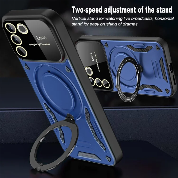 For vivo V27 5G / V27 Pro 5G / S16 / S16 Pro Magnetic Case PC+TPU Cover with Kickstand - Blue