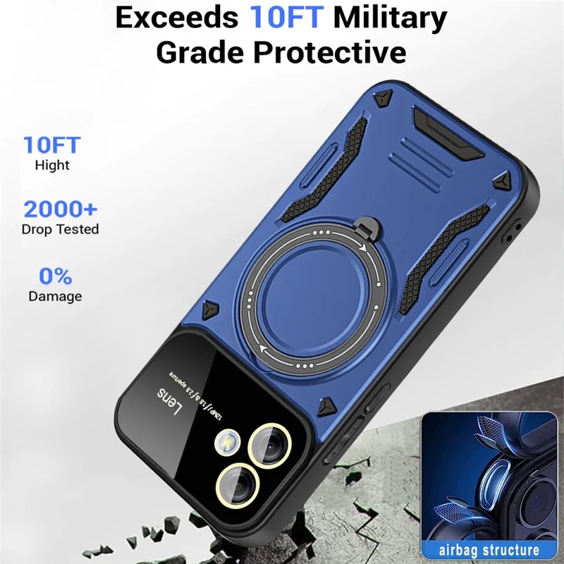 Für Samsung Galaxy A04e 4G / F04 4g / M04 4G Hülle PC+TPU Magnetic Phone Cover Kickstand - Blau