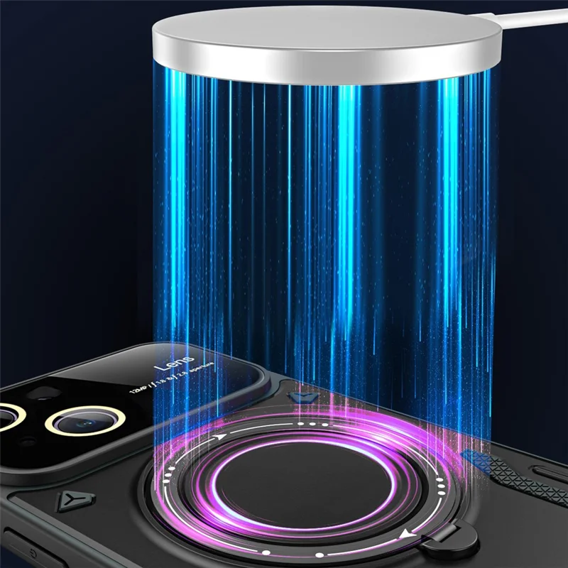 For iPhone 14 Plus Magnetic Case Compatible with MagSafe PC+TPU Phone Kickstand Cover - Red