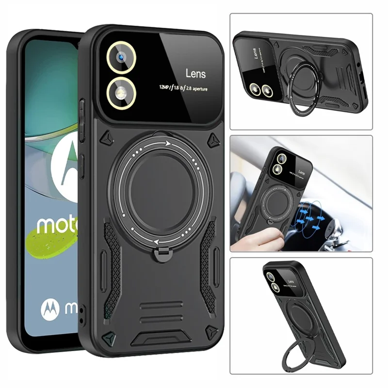 For Motorola Moto E13 4G Phone Case PC+TPU Kickstand Magnetic Phone Cover - Green