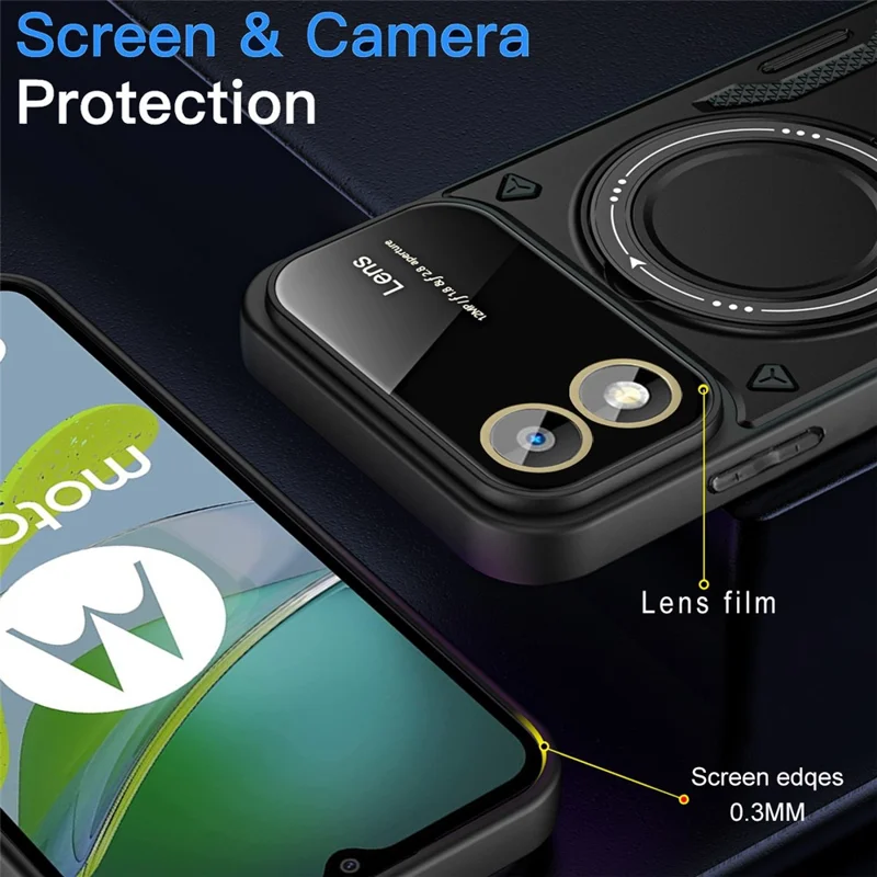 For Motorola Moto E13 4G Phone Case PC+TPU Kickstand Magnetic Phone Cover - Green
