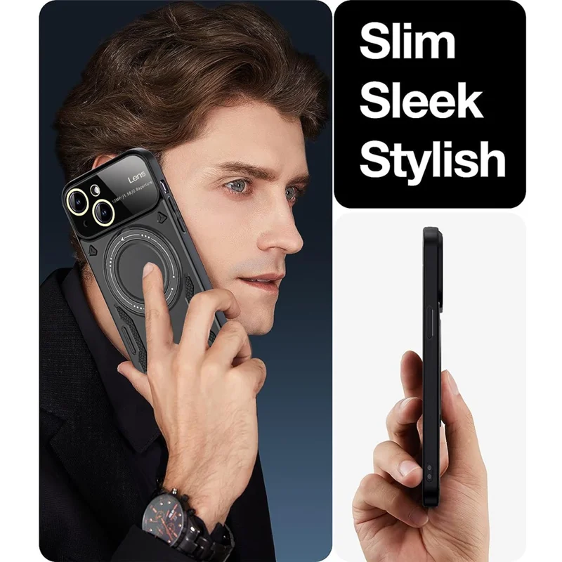 Kickstand PC+TPU Cover for iPhone 15 Plus Magnetic Case Compatible with MagSafe - Purple