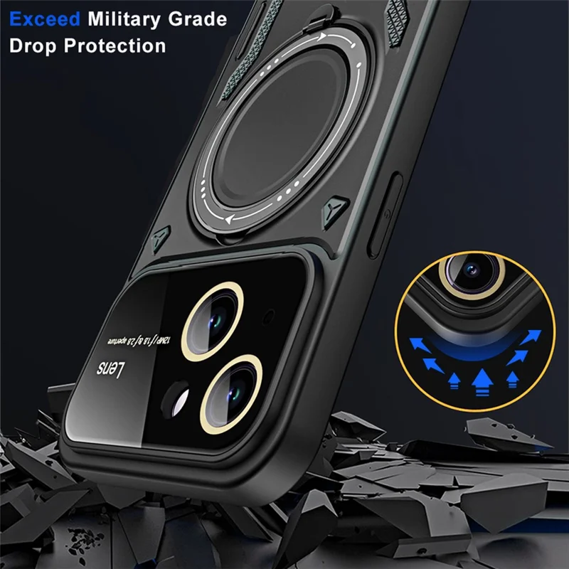 Kickstand PC+TPU Cover til iPhone 15 Plus Magnetisk Case Kompatibel med MagSafe - Rød