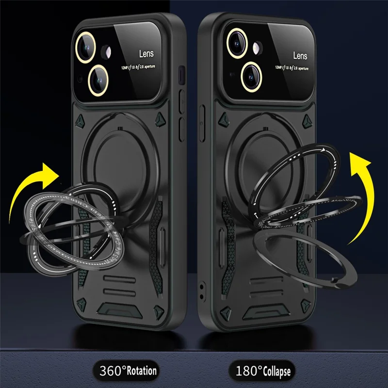 Kickstand PC+TPU Cover til iPhone 15 Plus Magnetisk Case Kompatibel med MagSafe - Rød