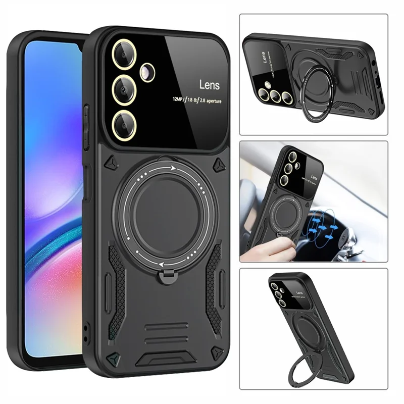 For Samsung Galaxy A05s 4G Magnetic Phone Case Ring Holder Kickstand PC+TPU Protective Cover - Purple