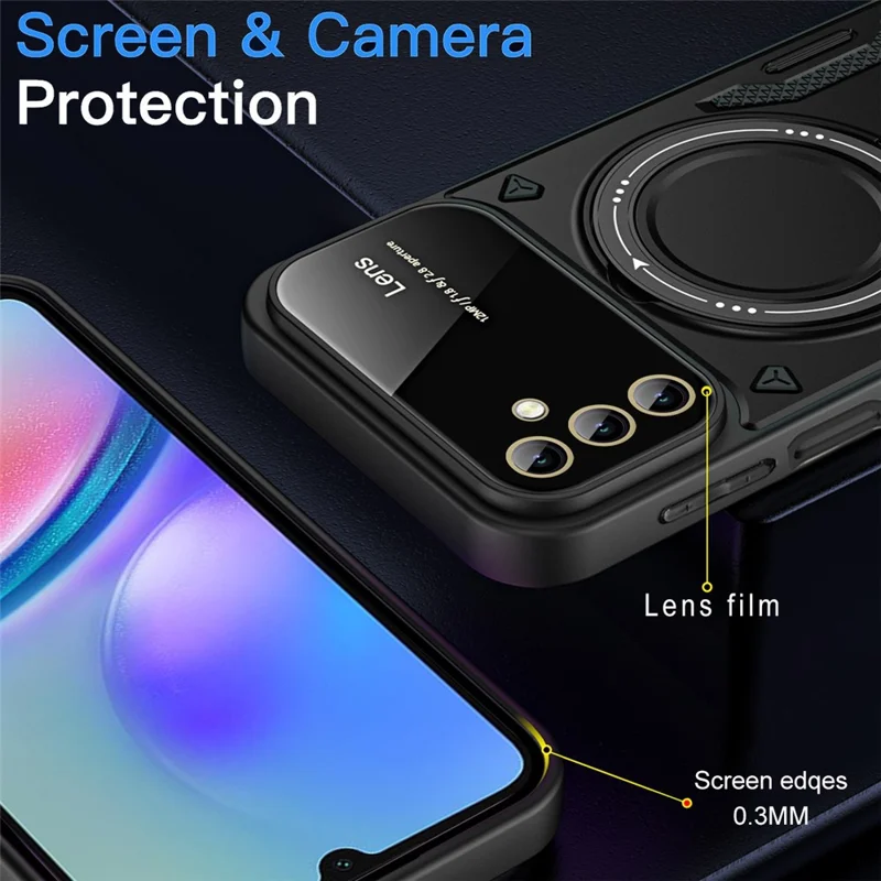 For Samsung Galaxy A05s 4G Magnetic Phone Case Ring Holder Kickstand PC+TPU Protective Cover - Purple