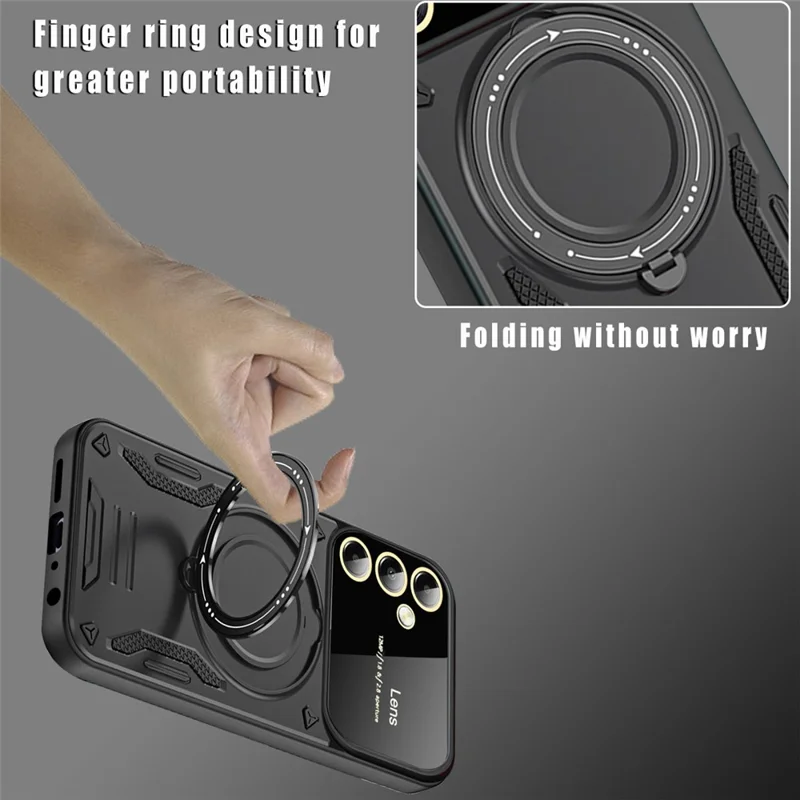 For Samsung Galaxy A05s 4G Magnetic Phone Case Ring Holder Kickstand PC+TPU Protective Cover - Purple