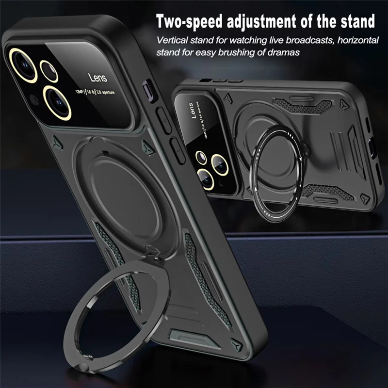 For iPhone 15 Case Compatible with MagSafe Kickstand PC+TPU Magnetic Cover - Purple