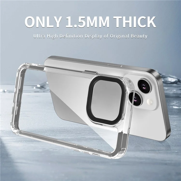 For iPhone 14 Case Transparent PC+TPU Phone Cover 1.5mm Thickness - Transparent Black