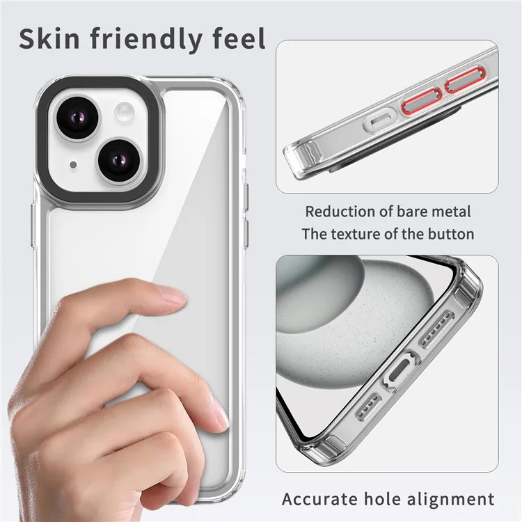 For iPhone 14 Case Transparent PC+TPU Phone Cover 1.5mm Thickness - Transparent Black