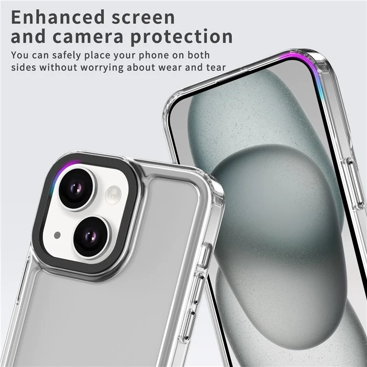 For iPhone 14 Case Transparent PC+TPU Phone Cover 1.5mm Thickness - Transparent Black