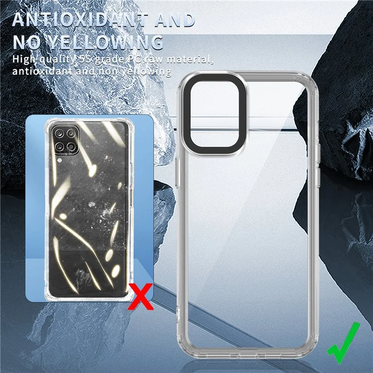 Para Samsung Galaxy M53 5G Case Ant-drop PC+TPU Clear Telepubrev - Negro Transparente