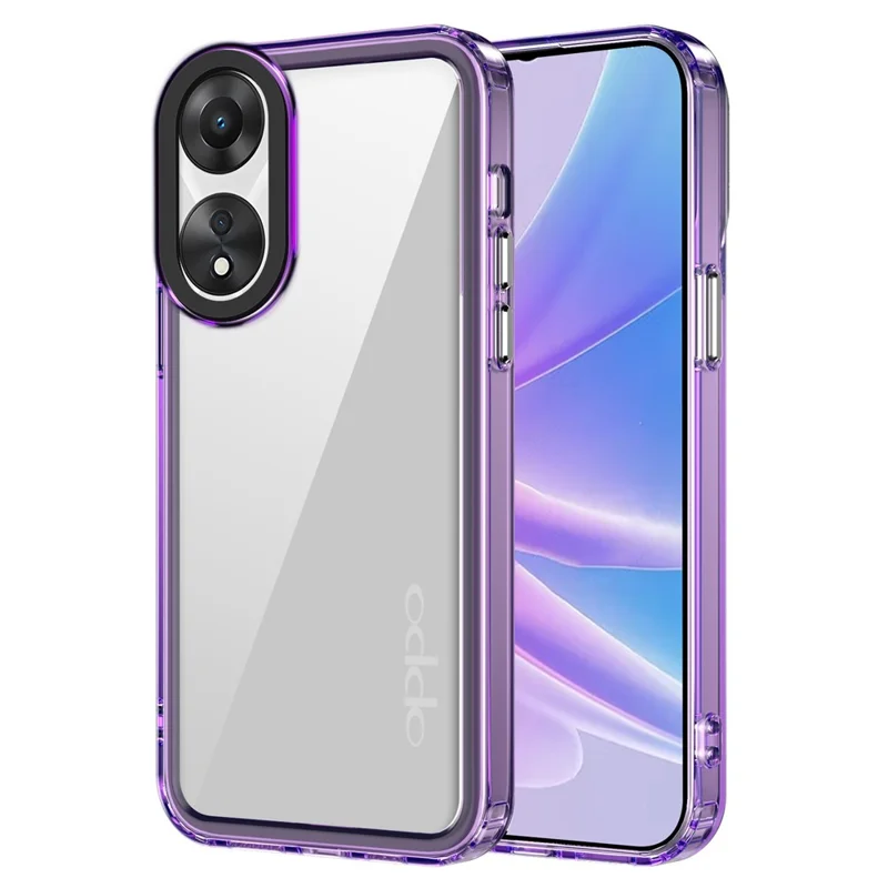 For Oppo A78 4G Shockproof Mobile Phone Cover Clear PC+TPU Phone Case - Transparent Purple