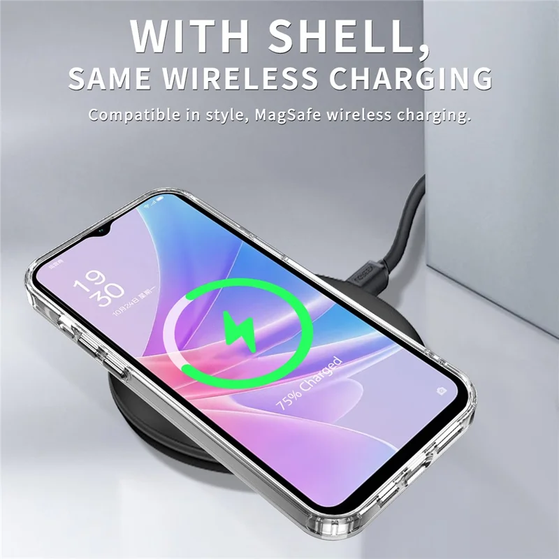 For Oppo A78 4G Shockproof Mobile Phone Cover Clear PC+TPU Phone Case - Transparent Purple