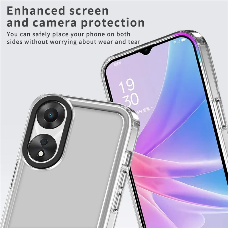 For Oppo A78 4G Shockproof Mobile Phone Cover Clear PC+TPU Phone Case - Transparent Purple