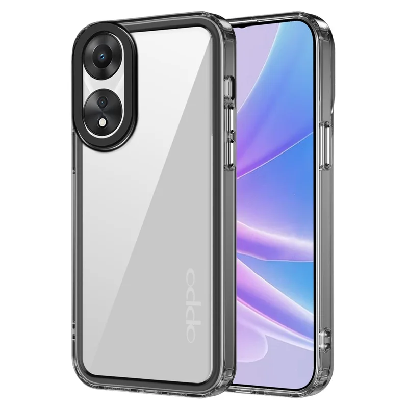 For Oppo A78 4G Shockproof Mobile Phone Cover Clear PC+TPU Phone Case - Transparent Black
