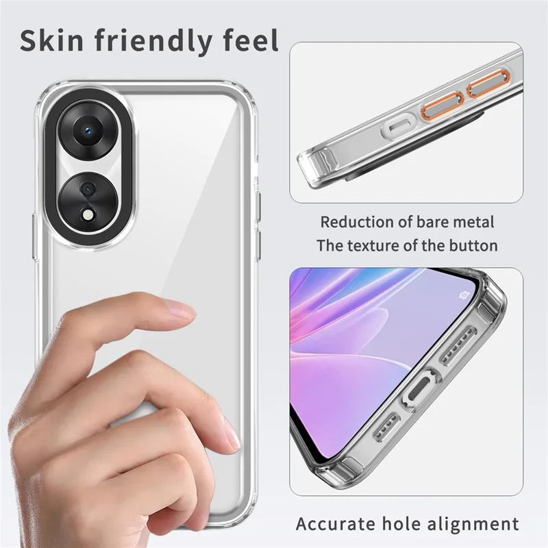 For Oppo A78 4G Shockproof Mobile Phone Cover Clear PC+TPU Phone Case - Transparent Black