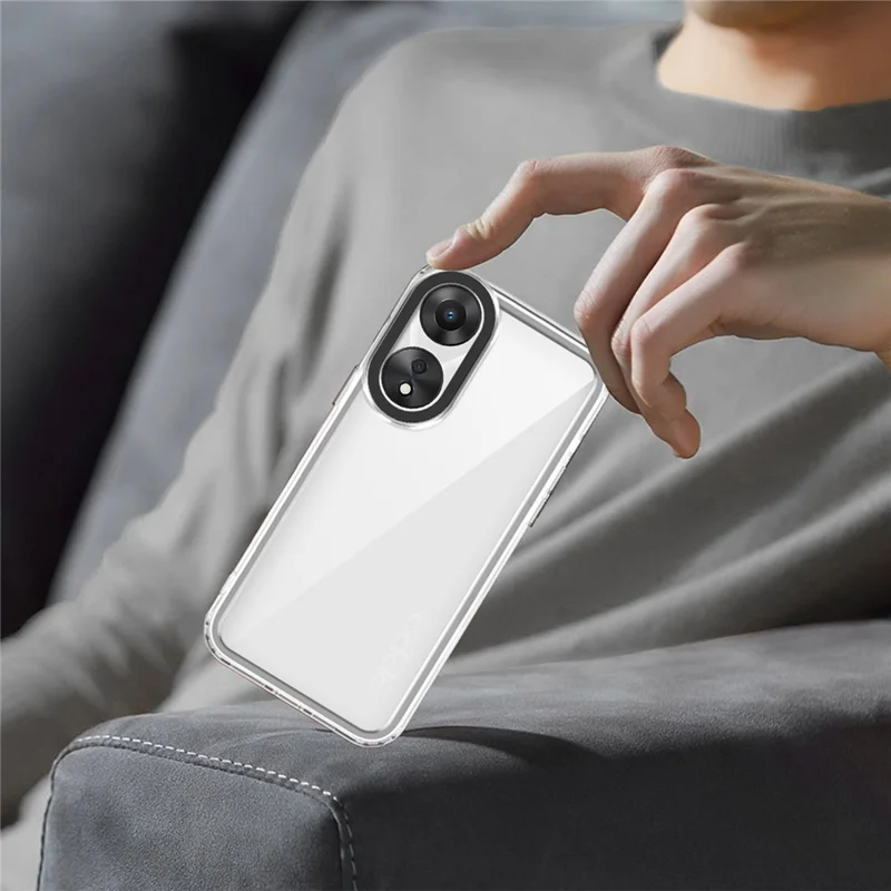 For Oppo A78 4G Shockproof Mobile Phone Cover Clear PC+TPU Phone Case - Transparent Black