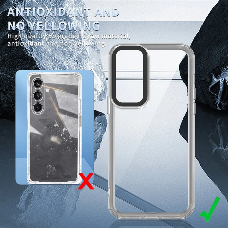 For Samsung Galaxy A55 5G Phone Case Airbag Corner PC+TPU Transparent Cover - Transparent Black