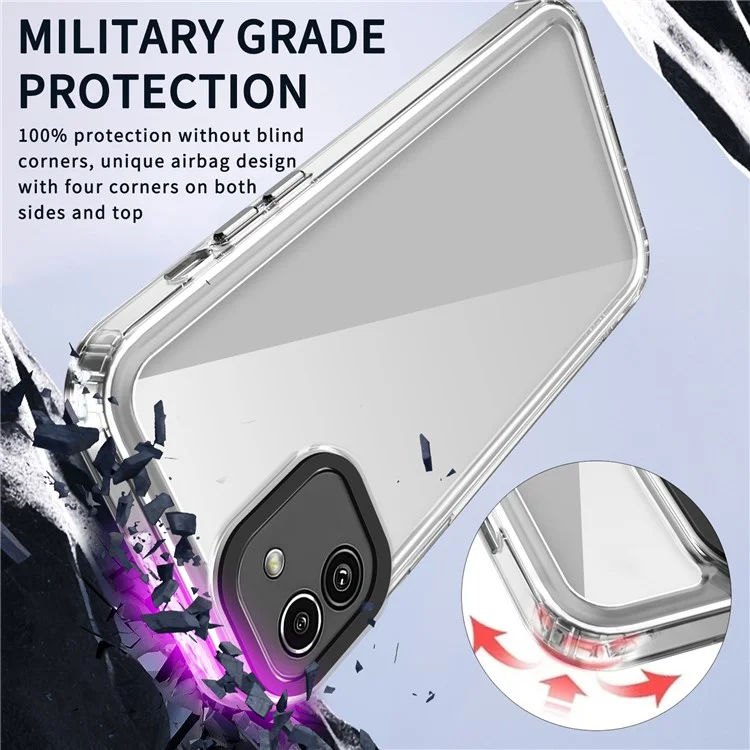 For Samsung Galaxy A05 4G Case PC+TPU Anti-scratch Ultra Clear Phone Cover - Transparent Black