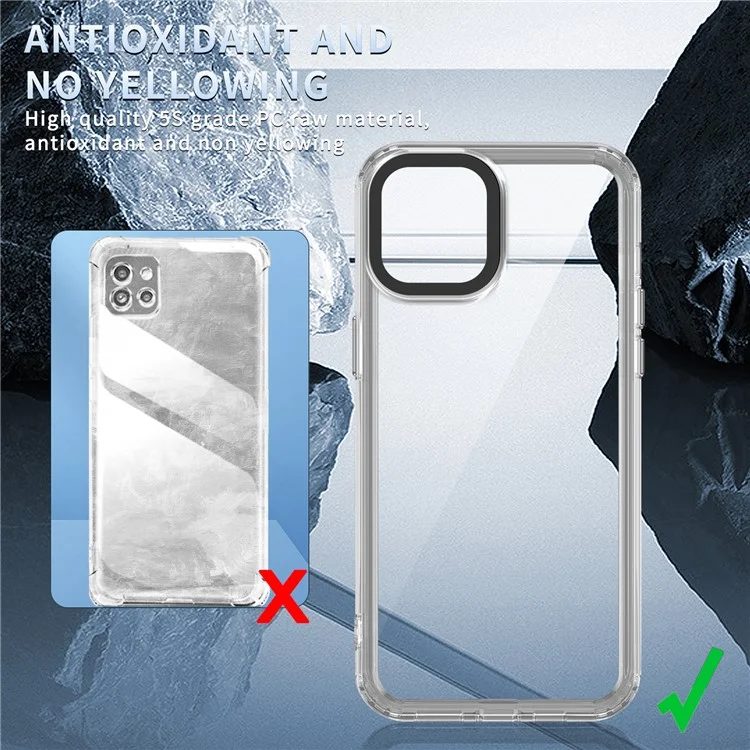 For Samsung Galaxy A05 4G Case PC+TPU Anti-scratch Ultra Clear Phone Cover - Transparent Black