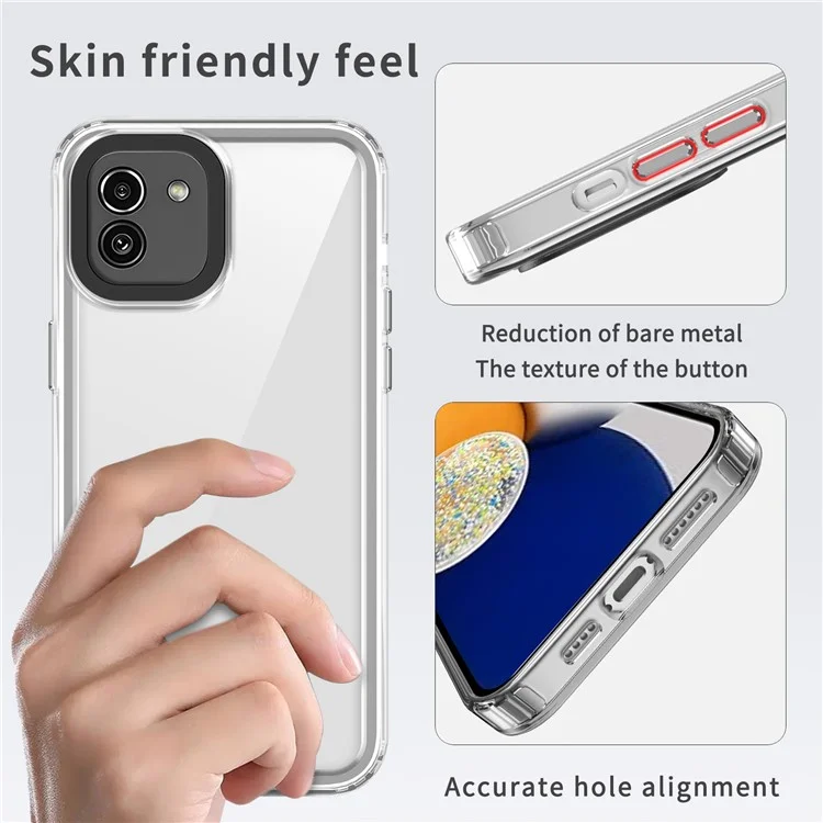 For Samsung Galaxy A05 4G Case PC+TPU Anti-scratch Ultra Clear Phone Cover - Transparent Black