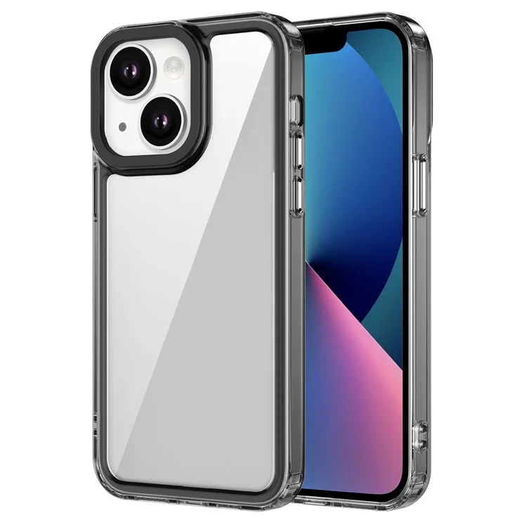 Étui pour iPhone 13 en PC+TPU, Housse de protection pour téléphone avec haute transparence - Noir transparent