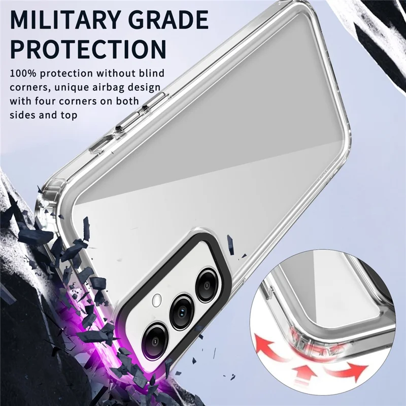 For Samsung Galaxy A15 5G Phone Case PC+TPU Reinforced Corner Clear Back Cover - Transparent