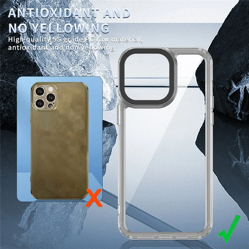 For iPhone 15 Pro Case PC+TPU Transparent Phone Cover Airbag Corner Protection - Transparent Purple