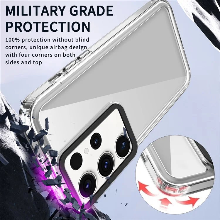 Для Samsung Galaxy S24 Ultra Case Crystal Slim Air Buffer PC+TPU Phone Cover - Transparent Black