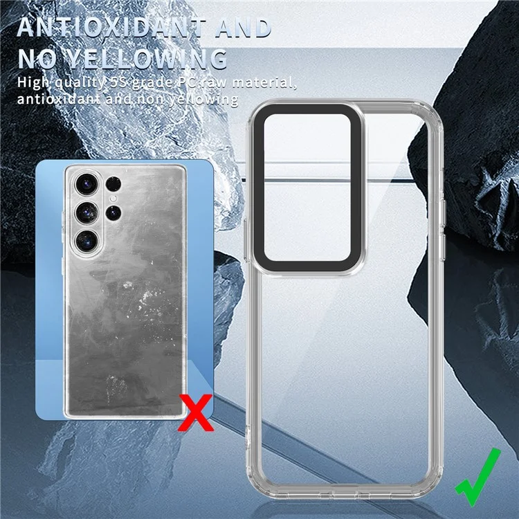 Для Samsung Galaxy S24 Ultra Case Crystal Slim Air Buffer PC+TPU Phone Cover - Transparent Black