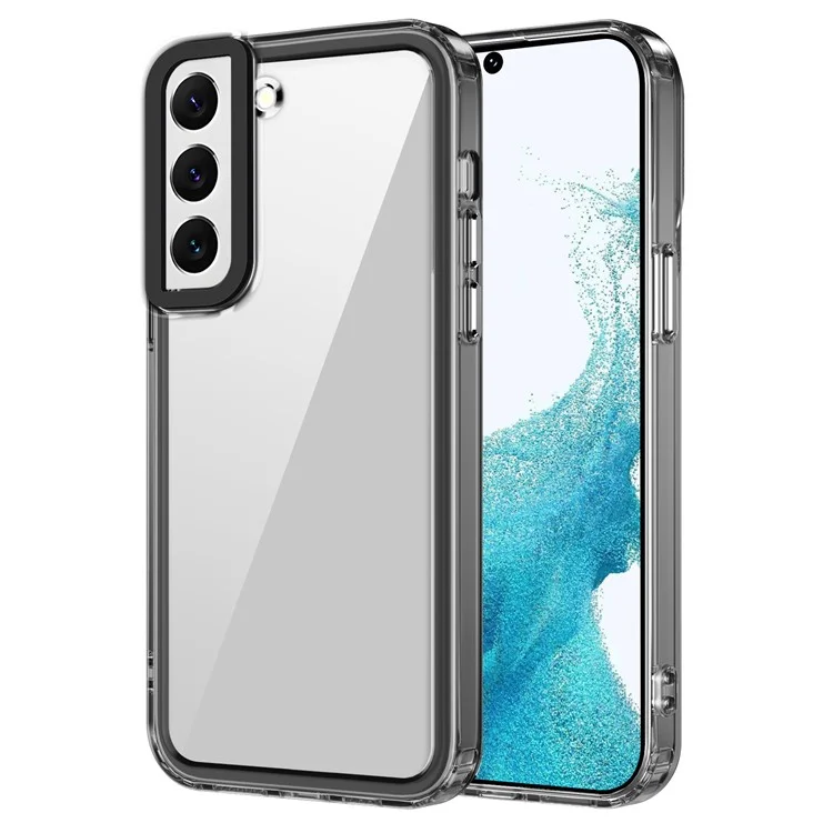 Для Samsung Galaxy S22+ 5G Чехол Двухслойная Защитная ПК+ТПУ Чехол для Телефона - Прозрачный Черный
