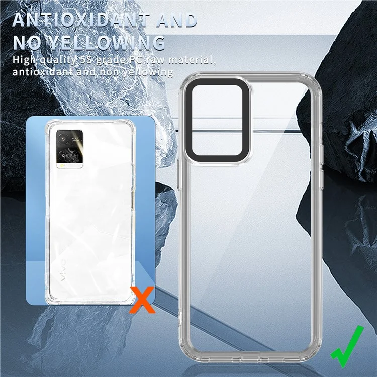 Для Vivo Y21 / Y33s / Y21s / Y32 4G / Y21t 4G Clear Case PC+TPU Antiellow Phone Cope - Прозрачный