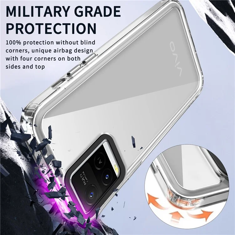 Для Vivo Y21 / Y33s / Y21s / Y32 4G / Y21t 4G Clear Case PC+TPU Antiellow Phone Cope - Прозрачный