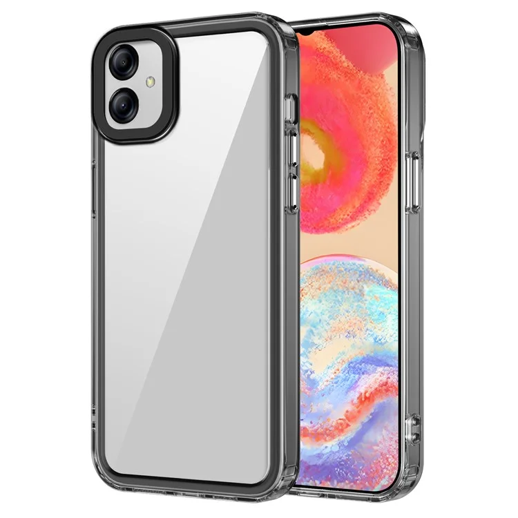 For Samsung Galaxy A04e 4G / M04 4G / F04 4G Case Crystal Clear PC+TPU Anti-Scratch Phone Cover - Transparent Black