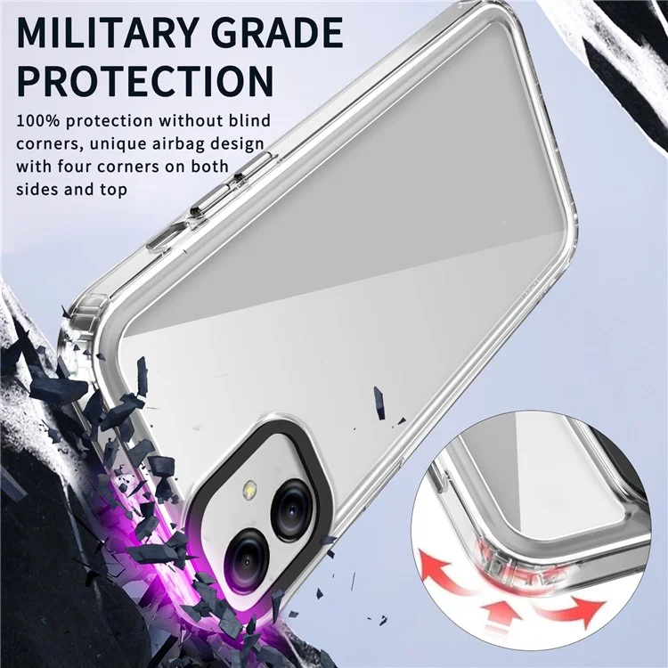 For Samsung Galaxy A04e 4G / M04 4G / F04 4G Case Crystal Clear PC+TPU Anti-Scratch Phone Cover - Transparent Black