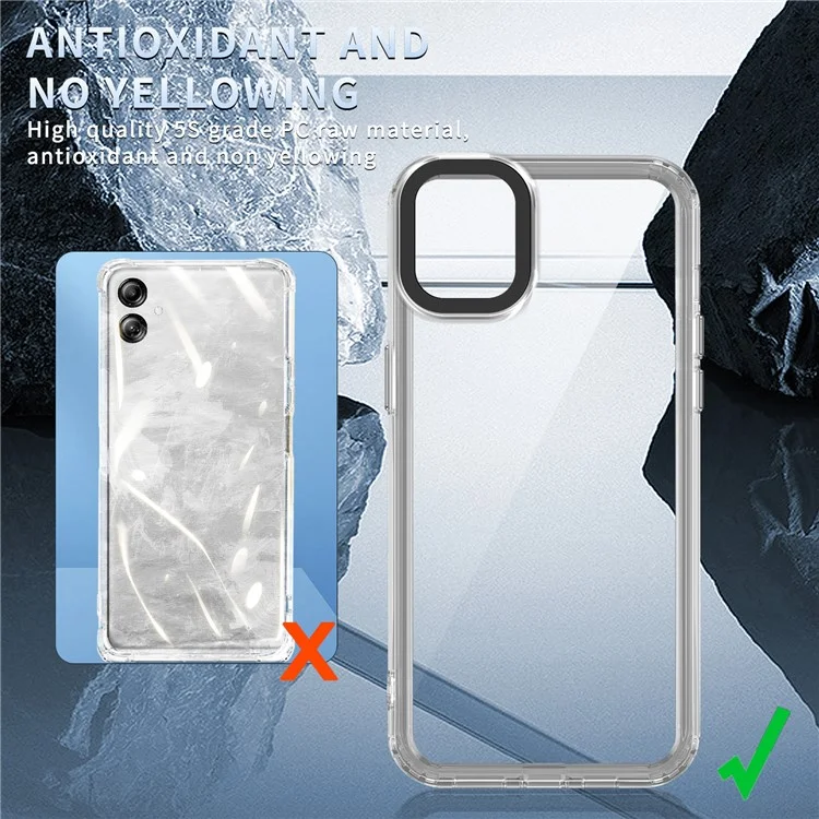 For Samsung Galaxy A04e 4G / M04 4G / F04 4G Case Crystal Clear PC+TPU Anti-Scratch Phone Cover - Transparent Black