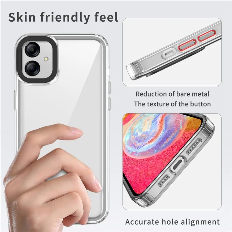 For Samsung Galaxy A04e 4G / M04 4G / F04 4G Case Crystal Clear PC+TPU Anti-Scratch Phone Cover - Transparent Black